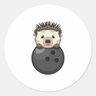 Hedgehog at Bowling with Bowling ball Classic Round Sticker