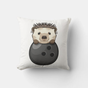 Hedgehog at Bowling with Bowling ball Cushion
