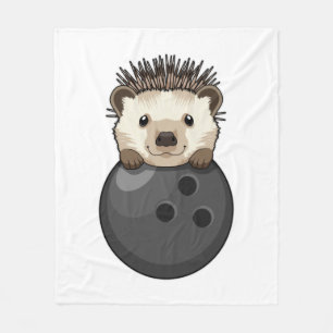 Hedgehog at Bowling with Bowling ball Fleece Blanket