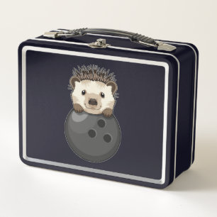 Hedgehog at Bowling with Bowling ball Metal Lunch Box