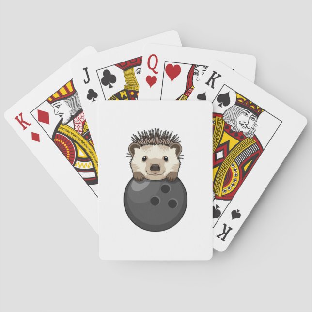 Hedgehog at Bowling with Bowling ball Playing Cards (Back)