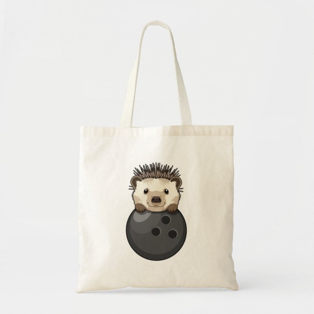 Hedgehog at Bowling with Bowling ball Tote Bag (Front)