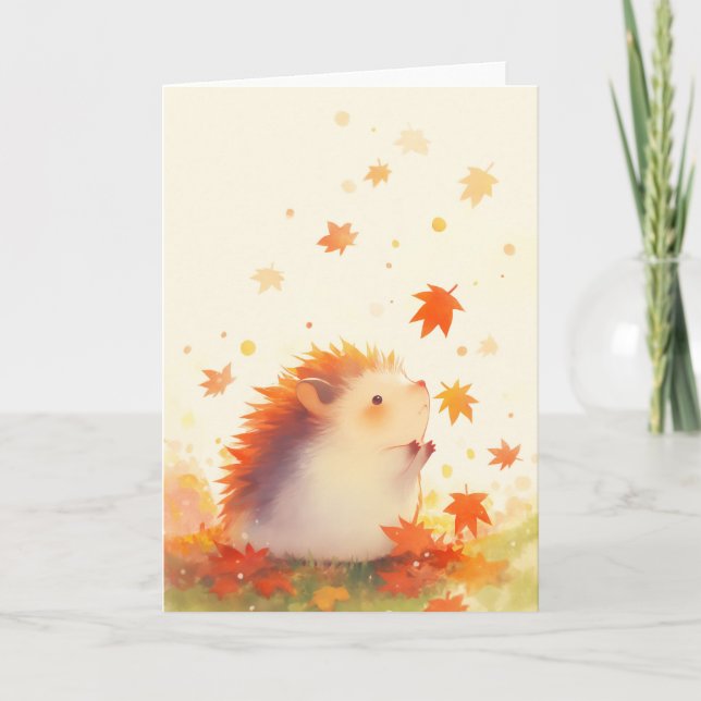 Hedgehog Autumn Fun Card (Front)