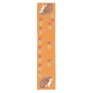 Hedgehog Autumn Leaves Thanksgiving  Short Table Runner