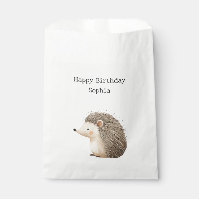 Hedgehog Birthday Favour Bag (Front)