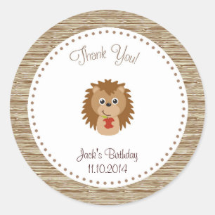Hedgehog Birthday Thank You Sticker Woodland