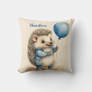 Hedgehog Blue Balloon Boys Personalised Cushion