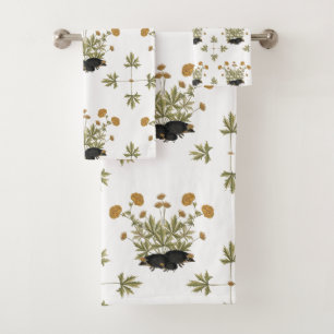 Hedgehog Botanical Woodland Pattern   Bath Towel Set