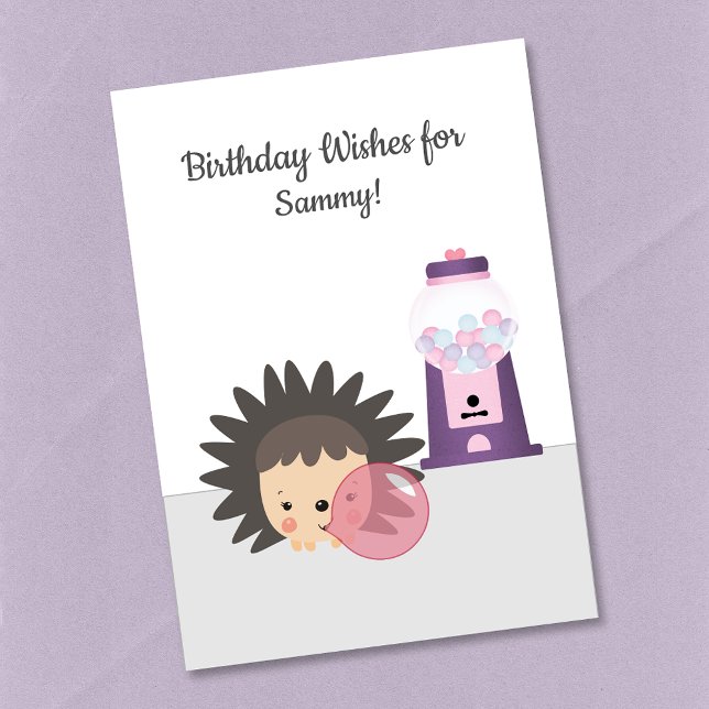 Hedgehog Bubble Gum Birthday Wishes Card (Creator Uploaded)