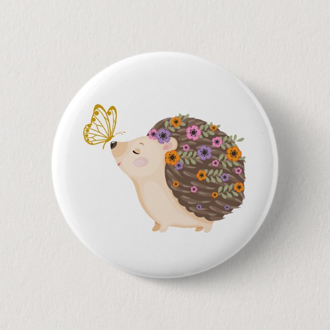 Hedgehog butterfly spring button (Front)