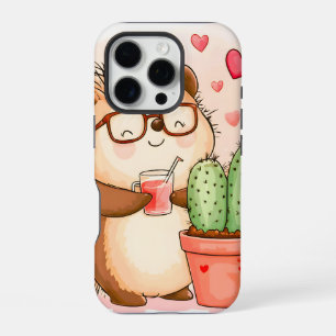 Hedgehog Cactus Cheers Watercolor iPhone 16 Pro Case