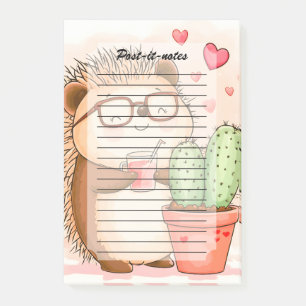 Hedgehog Cactus Cheers Watercolor Post-it Notes