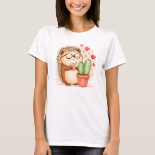 Hedgehog Cactus Cheers Watercolor T-Shirt
