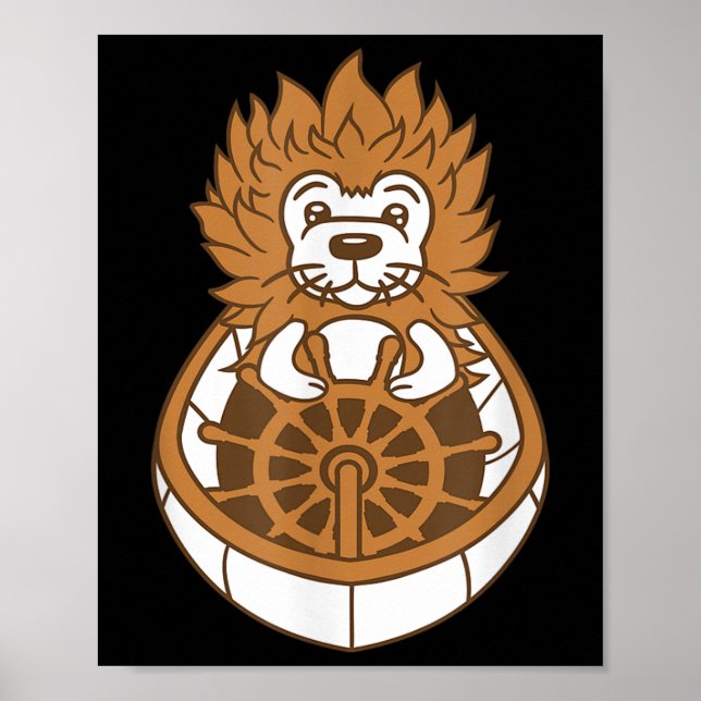 Hedgehog Captain Skipper Sails Cute Cartoon Sailor Poster (Front)