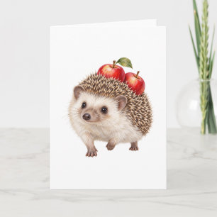 Hedgehog Carrying Red Apples Card