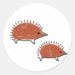 Hedgehog cave painting classic round sticker