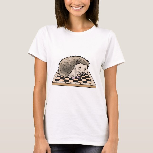 Hedgehog Chessboard Chess Board game T-Shirt (Front)