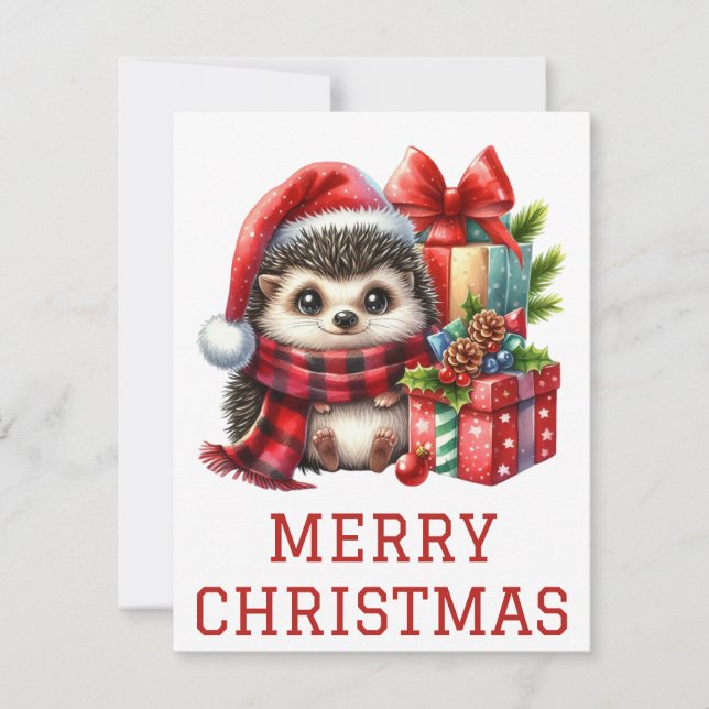 Hedgehog Christmas Card (Front)
