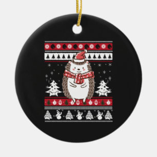 Hedgehog Christmas  Ceramic Ornament