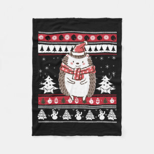 Hedgehog Christmas Fleece Blanket