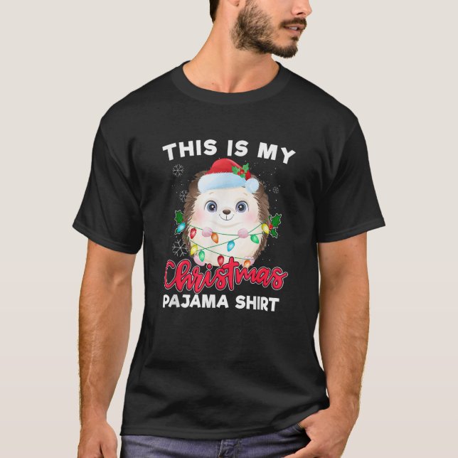 Hedgehog Christmas Pajama Santa Hedgehog Lover Gif T-Shirt (Front)