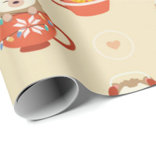 Hedgehog Christmas Pattern Wrapping Paper