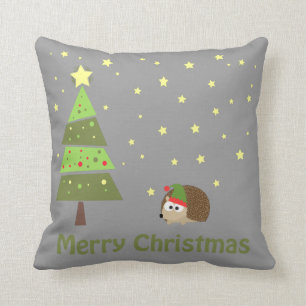 Hedgehog Christmas Scene Cushion