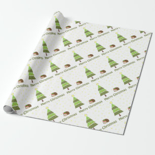 Hedgehog Christmas Scene Wrapping Paper
