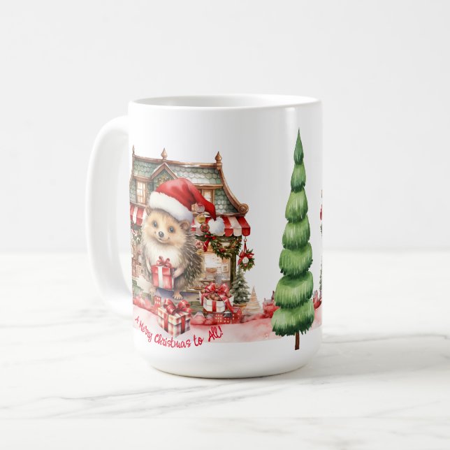 Hedgehog Christmas Toy Shop Christmas Tree Coffee Mug (Front Left)