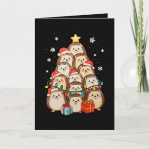 Hedgehog Christmas Tree Lights Pyjamas Xmas Card