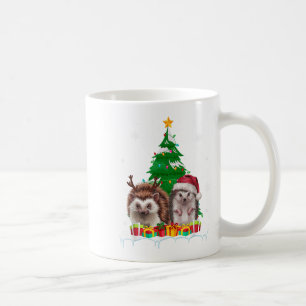 Hedgehog Christmas Tree Lights Santa Reindeer Xmas Coffee Mug