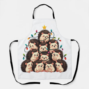 Hedgehog Christmas Tree Merry Christmas Xmas  Apron