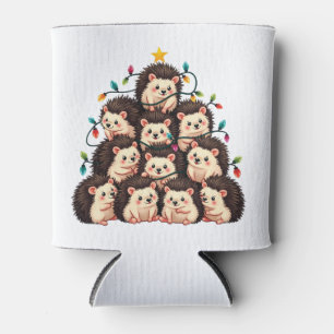 Hedgehog Christmas Tree Merry Christmas Xmas Can Cooler