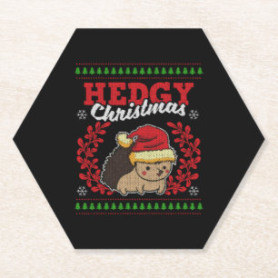 Hedgehog Christmas Ugly Christmas Xmas Gift Paper Coaster