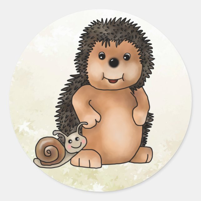hedgehog classic round sticker (Front)