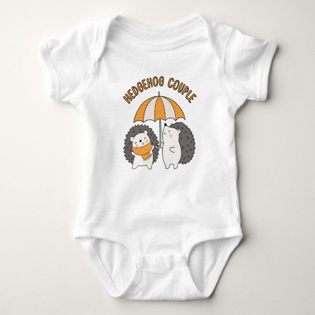 Hedgehog couple  baby bodysuit (Front)