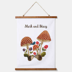 Hedgehog Couple in a Mushroom Forest Hanging Tapestry