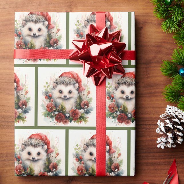 Hedgehog Cute Baby Woodland Animal Christmas Wrapping Paper (Creator Uploaded)