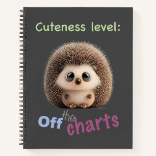 Hedgehog Cuteness Level Cute Adorable Funny Quote Notebook