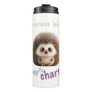 Hedgehog Cuteness Level Cute Adorable Funny Quote Thermal Tumbler