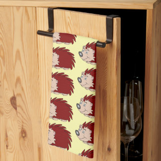 Hedgehog Design Any Colour Background Tea Towel