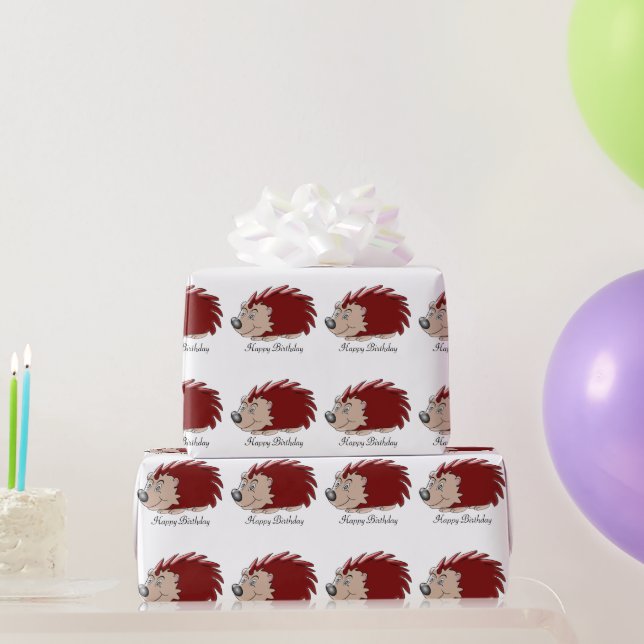 Hedgehog Design Birthday Wrapping Paper (Party Gifts)