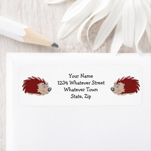 Hedgehog Design Personalised Return Address Label (Insitu)