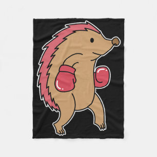 Hedgehog Does Boxing Fleece Blanket