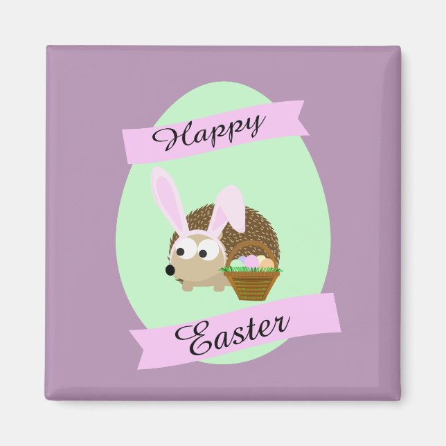 Hedgehog Easter Bunny Magnet (Front)
