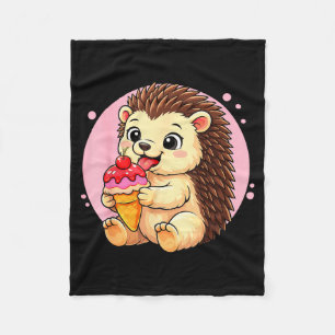 Hedgehog eating ice cream graphic boys girls fleece blanket