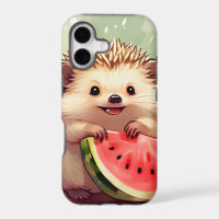 Hedgehog enjoying a piece of watermelon
