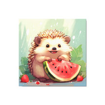  Hedgehog enjoying a piece of watermelon
