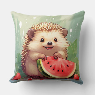  Hedgehog enjoying a piece of watermelon Cushion