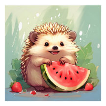  Hedgehog enjoying a piece of watermelon